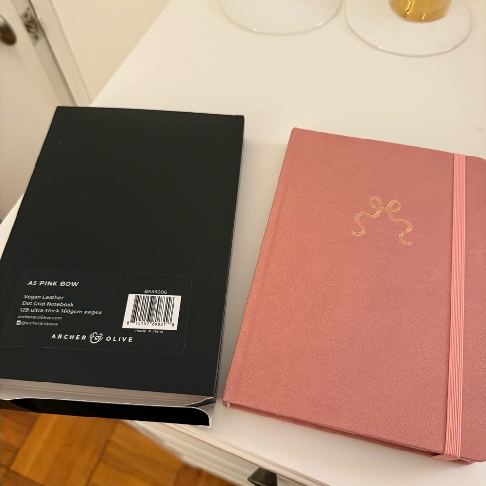 Archer & Olive A5 Pink Bow Dot Grid Notebook ;